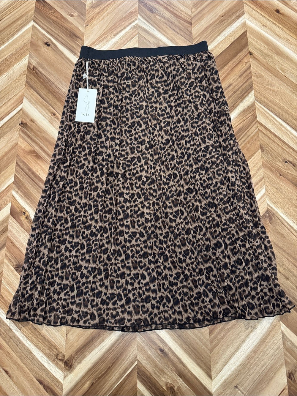 Joie Leopard Print Pleated Midi Skirt in Brown and Black